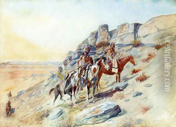 Sighting the Enemy Oil Painting - Charles Marion Russell
