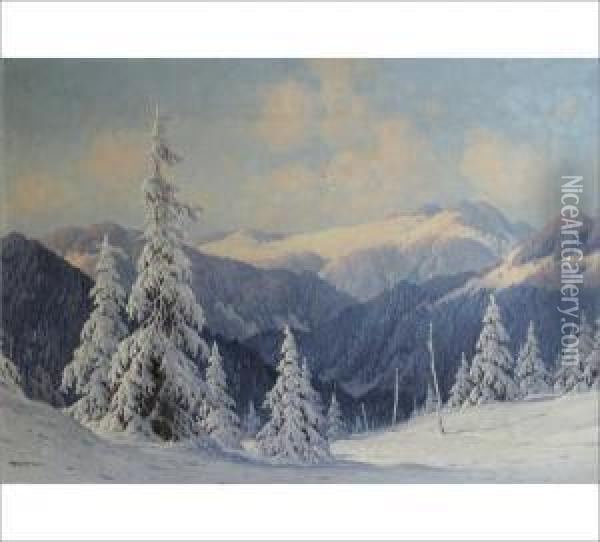 Winter Landscape Oil Painting - Karl Hauptmann