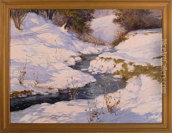 Winter Snow Scene Oil Painting - Chester K. Van Nortwick