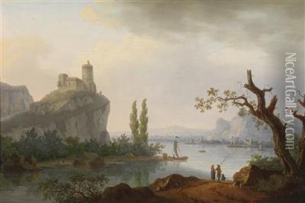 A Coastal Landscape Oil Painting - Jean-Joseph-Xavier Bidauld