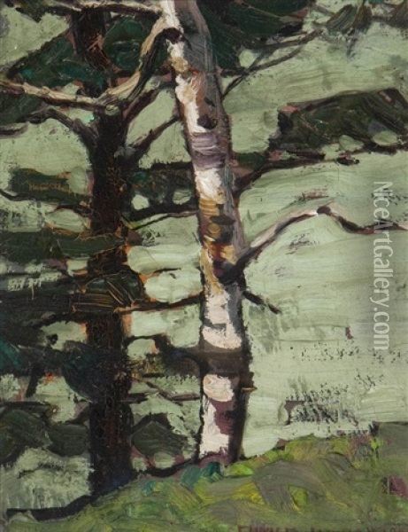 Trees At Rosebank On Lake Ontario, Near Toronto Oil Painting - Farquhar McGillivray Strachen Knowles