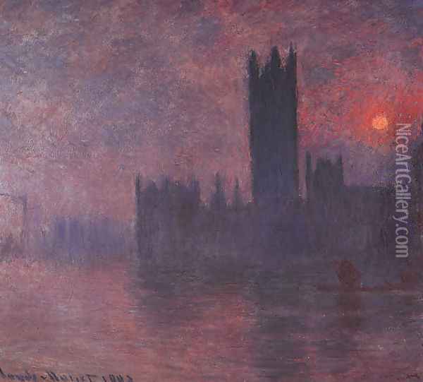 London: Houses of Parliament at Sunset Oil Painting - Claude Oscar Monet