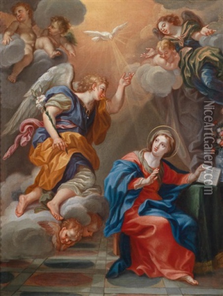 Maria Verkundigung Oil Painting - Pietro Antonio De Pietri