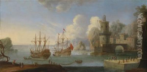 Harbour Scene Oil Painting - Orazio Grevenbroeck