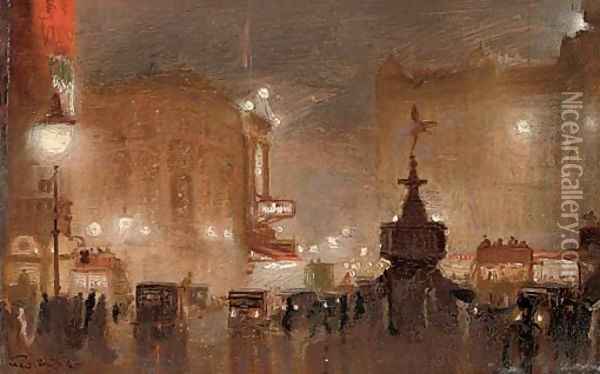Piccadilly Circus Oil Painting - George Hyde Pownall