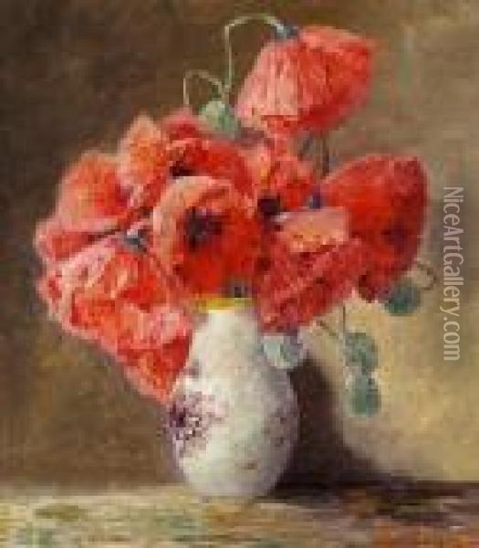 Still Life Of Flowers In A Vase Oil Painting - Max Theodor Streckenbach