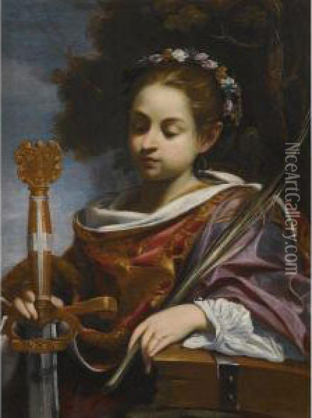 Saint Catherine Of Alexandria Oil Painting - Aubin Vouet