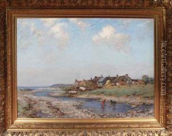 Seaside Cottages, Ballantrae Oil Painting - John Henderson