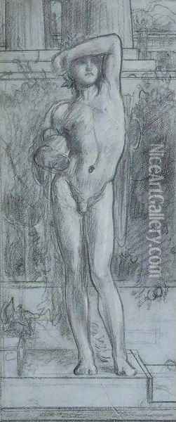 Study for Boy with a Shield, holding a Vase Oil Painting - Lord Frederick Leighton