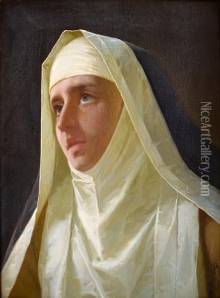 A Nun Oil Painting - Alexander (Aleksandr) Antonovich Rizzoni