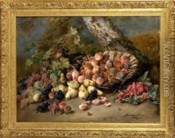 Jete De Fleurs Et De Fruits Oil Painting - Madeleine Jeanne Lemaire