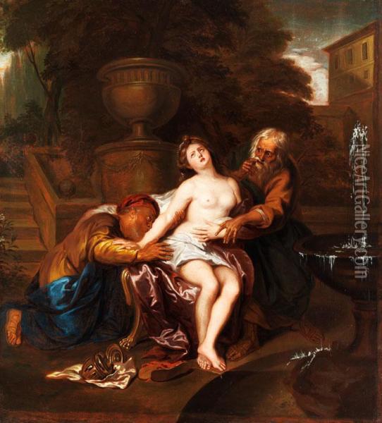 Susanna Und Die Beiden Alten Oil Painting - Noel Nicolas Coypel