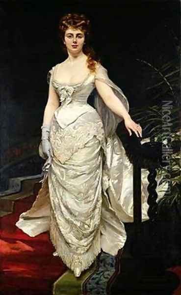 Portrait of Mademoiselle X Oil Painting - Charles Emile Auguste Carolus-Duran