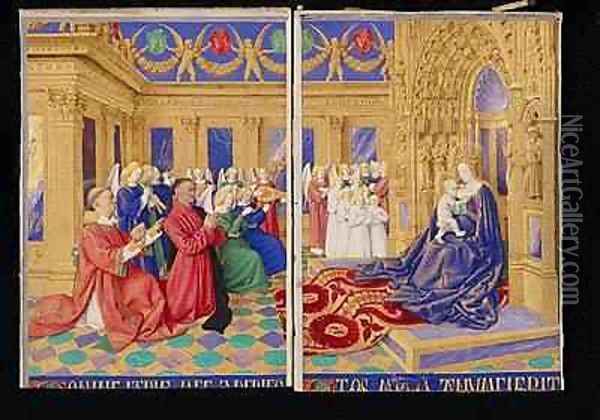 Etienne Chevalier and his Patron St Stephen Paying Homage to the Virgin and Child Oil Painting - Jean Fouquet