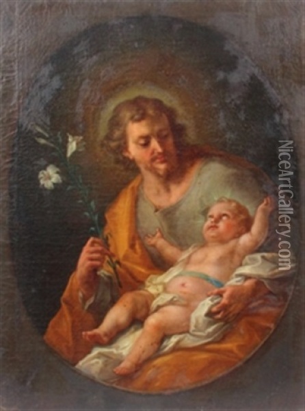 Heiliger Antonius Von Padua Oil Painting - Johann Georg Bergmuller