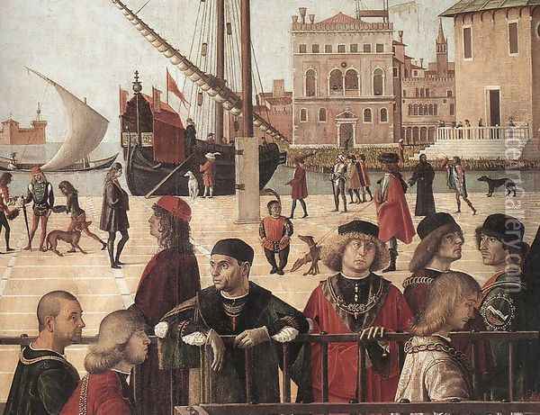 Arrival of the English Ambassadors (detail 2) 1495-1500 Oil Painting - Vittore Carpaccio