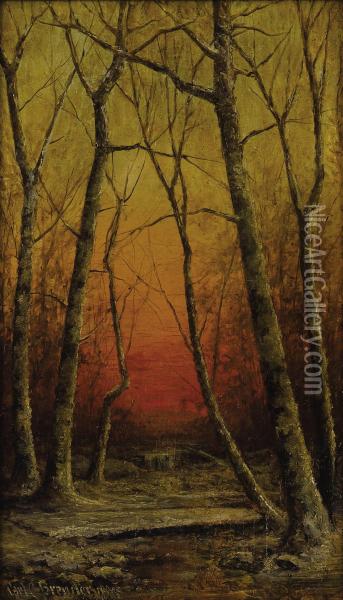 A Wintry Sunglow Oil Painting - Carl Christian Brenner