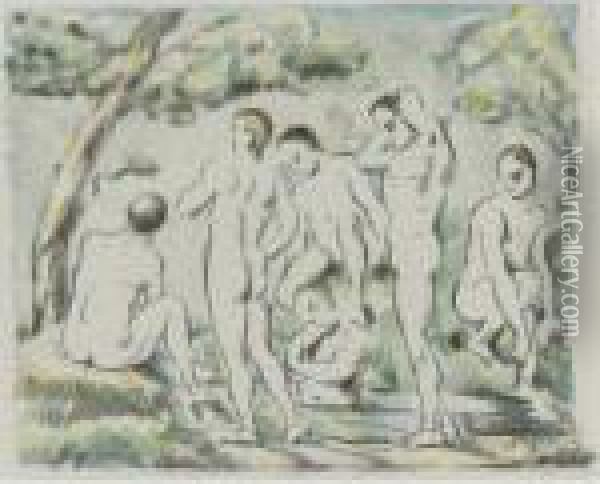 The Small Bathers (venturi 1156; Druick Iii) Oil Painting - Paul Cezanne