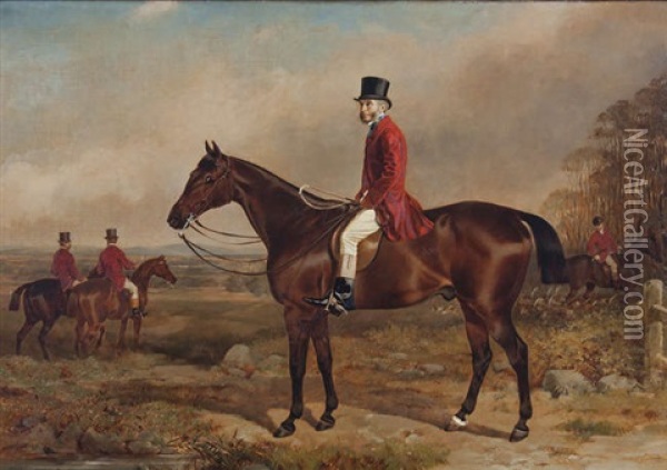 A Portrait Of John Gregson, On A Hunter With The Braham Moor Hunt In A Landscape Oil Painting - William Osborne