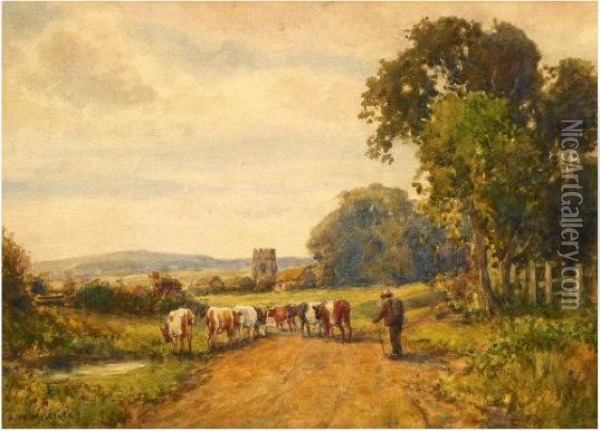 Afternoon Nr Shotwick Oil Painting - James W. Milliken