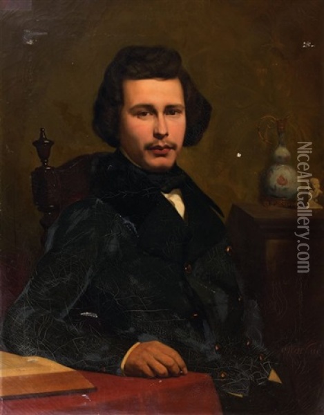 Portrait De Monsieur V.r. Oil Painting - Jean-Marie-Oscar Gue