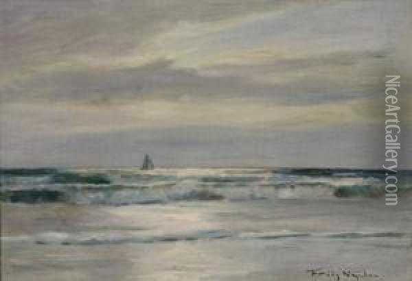 Sailboat Off The Coast Oil Painting - Poul Friis Nybo
