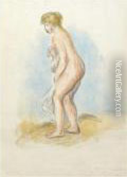 Baigneuse Debout, En Pied Oil Painting - Pierre Auguste Renoir