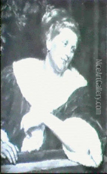 Brustportrait Einer Frau Mit Pelzverbramtem Mantel           Oil Painting - Eduard (Karl-Franz) von Gebhardt