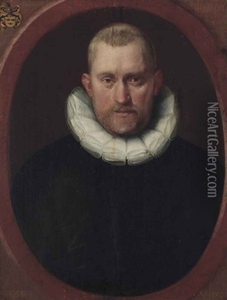 Portrait Of A Gentleman, Probably A Member Of The Van Eversdijck Family, Aged 53 Oil Painting - Cornelis Ketel