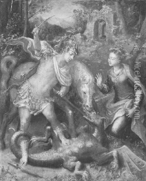 Saint George And The Dragon Oil Painting - Giorgio Gandini