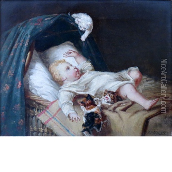 Child With Toy Oil Painting - Frank Albert Philips