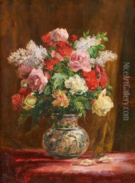 Bouquet Fleuri Oil Painting - Leonie Mottard-Van Marcke