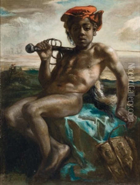 Jeune Noir Au Sabre Oil Painting - Pierre Puvis de Chavannes
