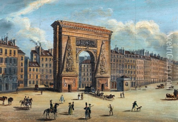 Die Porte Saint-martin In Paris (+ Die Porte Saint-denis In Paris; Pair) Oil Painting - Johann Ulrich Fitzi