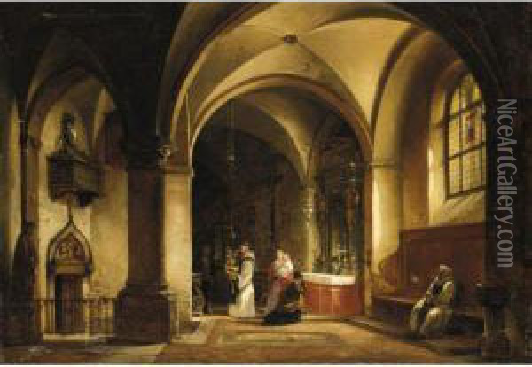 Interno Di Chiesa Oil Painting - Frederico Moja