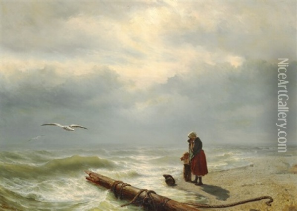 A Wreck Oil Painting - Johan Hendrik Meyer