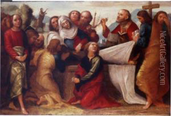 The Apostles Burying The Virgin Oil Painting - Giovanni Francesco Caroto