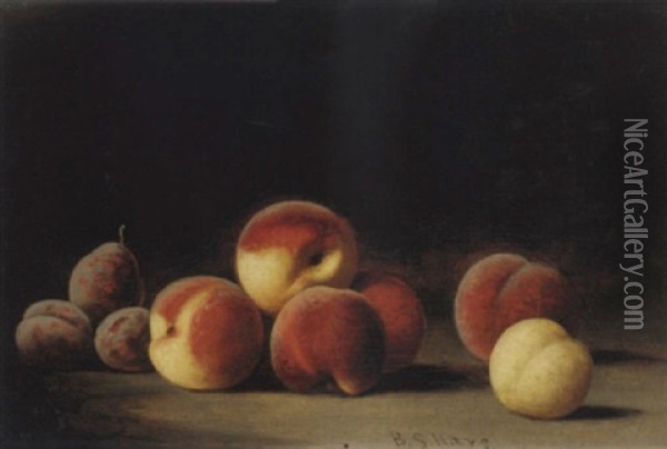Still Life With Peaches And Plums Oil Painting - Barton S. Hays