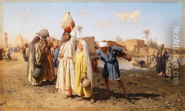 Agyptische Wassertrager Oil Painting - Carl Leopold Mueller