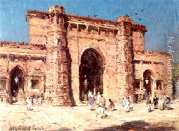 Temple At Amadabad, India Oil Painting - Colin Campbell Cooper
