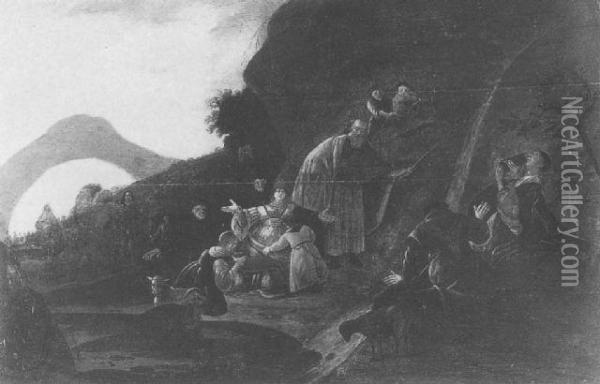 Moses Striking The Rock Oil Painting - Jacob Willemsz de Wet the Elder