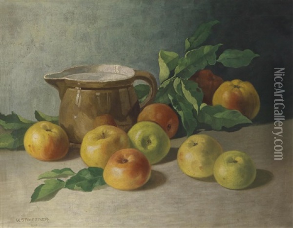 Stilleben Mit Apfeln Oil Painting - Walter Stoitzner