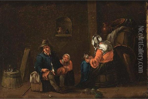 Nterior With Peasants Oil Painting - Egbert Jaspersz. van, the Elder Heemskerck