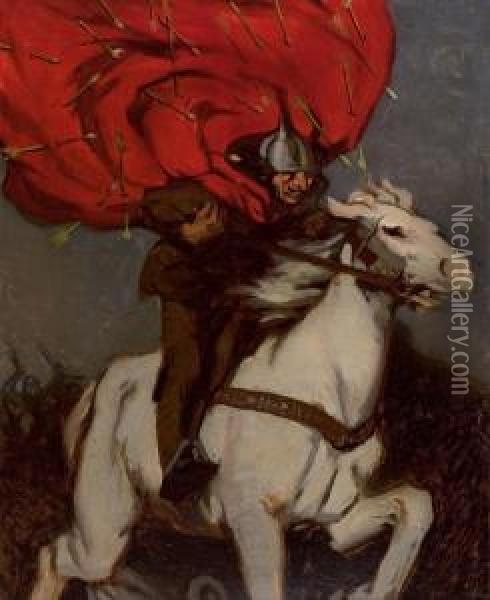 Man On A White Horse Oil Painting - Howard Pyle