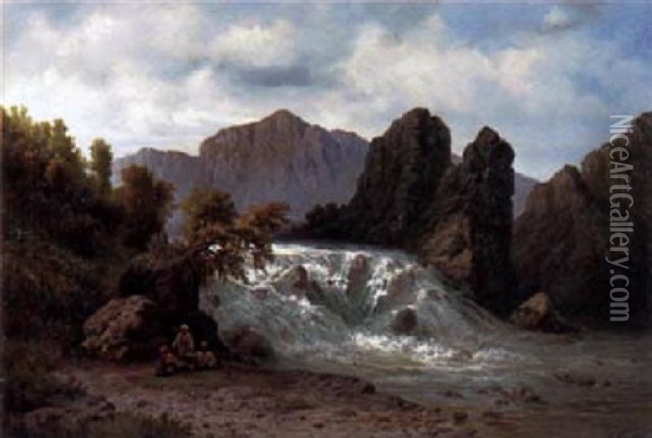 Wildbach Im Kaukasus Oil Painting - Waldemar Knoll