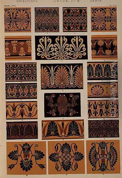 Ornaments from Greek and Etruscan Vases in the British Museum and the Louvre from Ch IV Oil Painting - Owen Jones