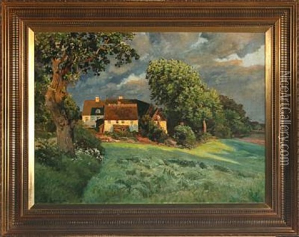 Farm Exterior Oil Painting - Viggo Pedersen