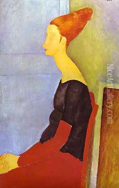 Portrait Of Jeanne Hebuterne In Profile Oil Painting - Amedeo Modigliani