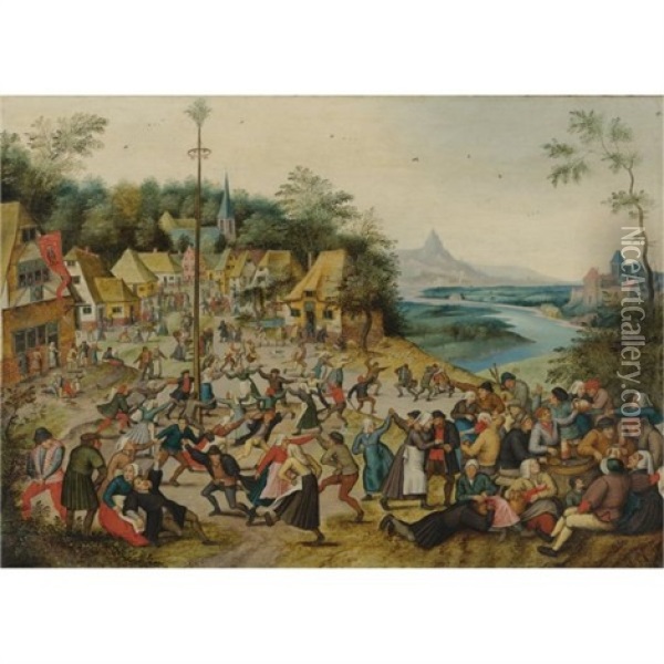 St. George's Kermis With The Dance Around The Maypole Oil Painting - Pieter Brueghel the Younger