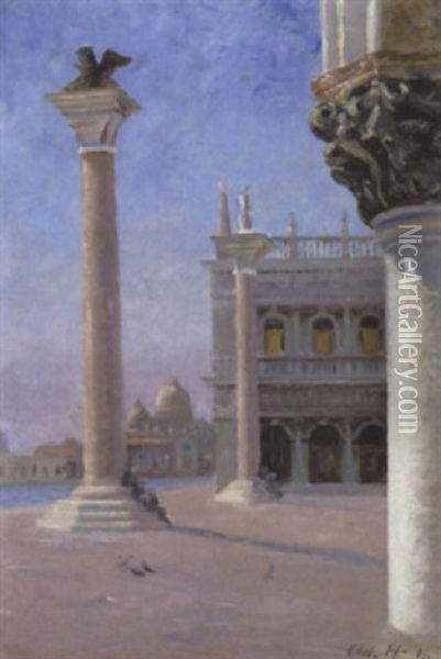 Markuspladsen I Venedig Oil Painting - Adolf Heinrich Claus Hansen